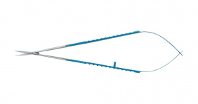 Микроножницы с прямой ручкой, закругленным кончиком, изогнутым лезвием 18 мм, изогнутые вверх, общ. длина 180 мм